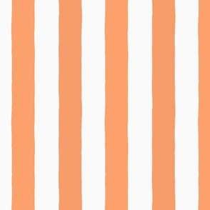 Modern Minimalist Two Tone White and Tangerine Orange Vertical Coastal Stripes