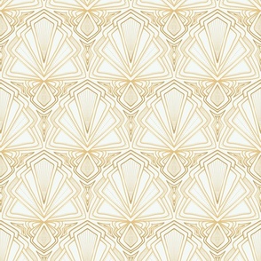 Art deco fans geometric gold and mint Medium