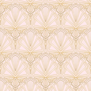 Art deco fans geometric gold and pink Medium