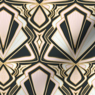 Art deco fans geometric gold, pink, mint and slate Medium