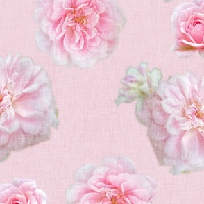 Rose petals rosebud floating floral / realistic roses / pink sweetheart flowers /  kitsch retro grandma