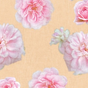 Jumbo walls Rose petals rosebud floating floral / realistic roses / pink sweetheart flowers /  kitsch peach