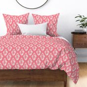 Diamond Shape Pattern Strawberry Pink and Offwhite