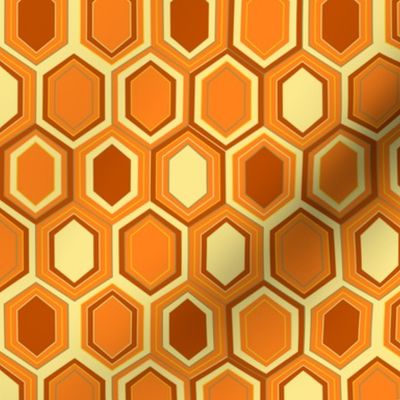 Retro Hexagons (6") - orange, yellow, brown (ST2023RH)