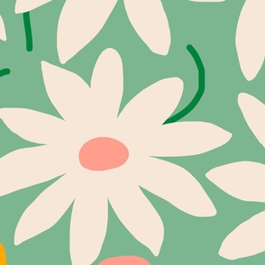 Spring daisies - green MEDIUM