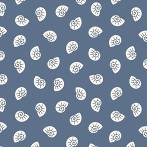 Boho Chic Oceanic Decor (Small size) : Delicate Seashell Patterns on Blue Background