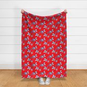 Butterfly Garden Red White And Blue Palm Royale Beach Mini Navy Chrysanthemum Flowers On Cherry Independence Day 60’s 70’s Mid-Century Modern Tonal Miminalist July 4th Hippy Beach Bright Floral Retro Scandi Style Garden Repeat Pattern 