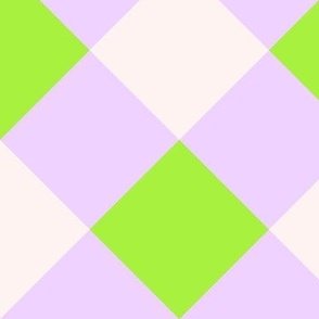 Dopamine Heaven Diagonal Gingham Checks Lila violet Neon green Cream Large scale