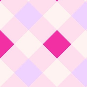 Dopamine diagonal pink and hot pink gingham check Medium scale