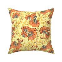 Design for nature lover botanical dragonfly yellow yellow ochre orange grey