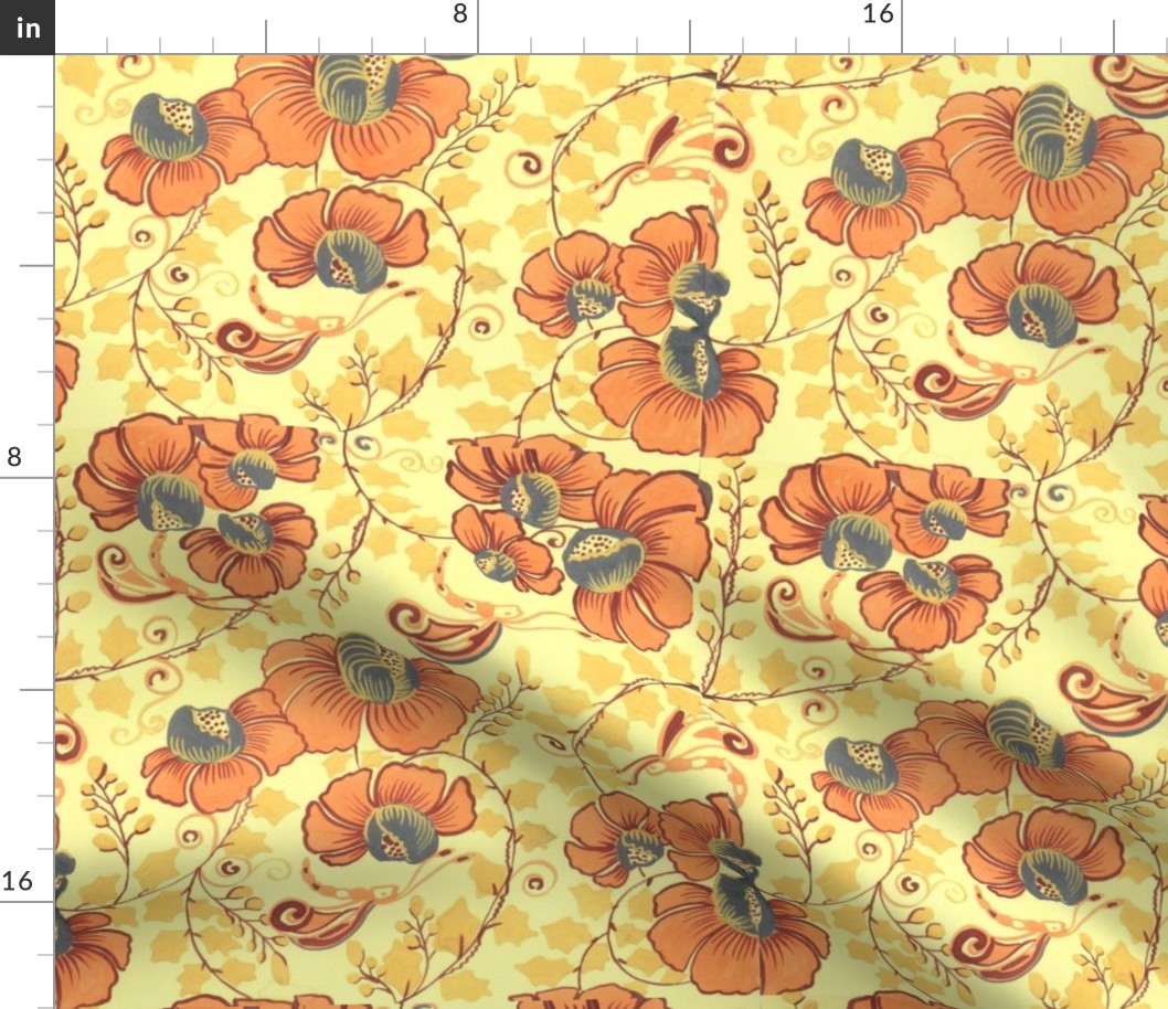 Design for nature lover botanical dragonfly yellow yellow ochre orange grey