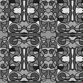 Moroccan Mosaic - greyscale with black lines