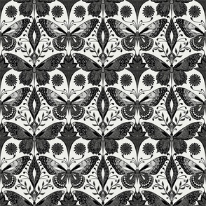 Symmetrical Butterfly Dreamscape - Black + White (  Medium  ) 