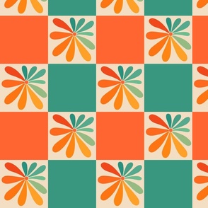 Retro Flower Checker colorful Small