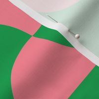 Bold-1960s-retro-soft-pink-and-grass-green-halved-non-directional-dichromatic-scale-shapes-XL-jumbo