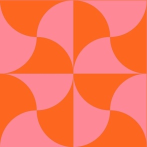 Bold-1960s-retro-soft-pink-and-dopamin-orange-halved-non-directional-dichromatic-scale-shapes-XL-jumbo