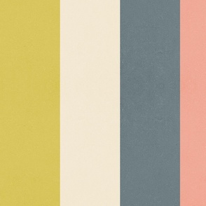 (L) Large Retro Stripes - multicolour vertical pastels Mustard, Cream, Blue, Coral
