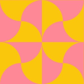 Bold-1960s-retro-soft-pink-and-vintage-corn-yellow-halved-non-directional-dichromatic-scale-shapes-XL-jumbo