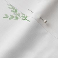 Medium green leaf twigs, forest, woodland, cottagecore minimalistic design on white background
