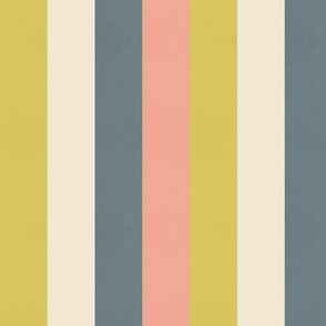 (S) Short Retro Stripes - multicolour vertical pastels Mustard, Cream, Blue, Coral