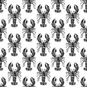 Watercolor Lobster black and white unprinted background Crustacean core | medium