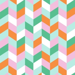 colour block chevron/orange pink green mint