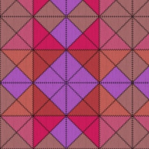 Cheater Quilt with Faux Stitching Pink Purple Mauve 