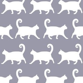 Plump Cats Walking - White on Grey  (M)