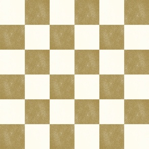 (L) Painted Textured Checkerboard, Checks Gold and Cream/Off-White