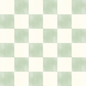 (L) Painted Textured Checkerboard, Checks Sage Green and Cream/Off-White