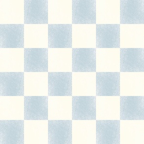 (L) Painted Textured Checkerboard, Checks Chambray Light Blue and Cream/Off-White