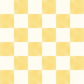 (L) Painted Textured Checkerboard, Checks Sunny Yellow and Cream/Off-White