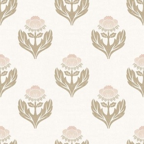 Large Simple Block Print Florals (Beige and Brown)(10.5"/12")
