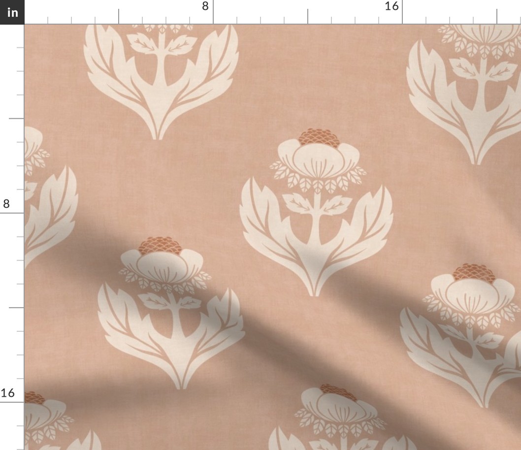 Jumbo Simple Block Print Florals (Pink and Beige)(24")