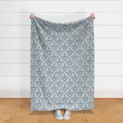 Lobster damask in faded indigo blue -  small scale