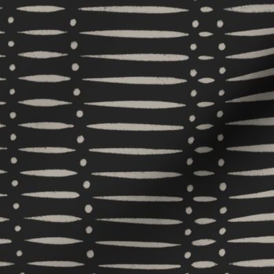 Modern Stripes And Dots - Cloudy Silver, Raisin Black - Draped Abstract Lines