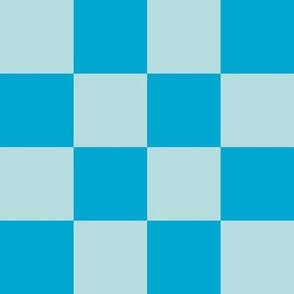 Checkerboard // large print // Mod 80s Retro Contrasting Geometric Checks - Bubblegum Blue on Light Blue