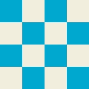 Checkerboard // large print // Mod 80s Retro Contrasting Geometric Checks - Bubblegum Blue on Creamy White
