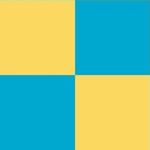 Checkerboard // x-large print // Mod 80s Retro Contrasting Geometric Checks - Bubblegum Blue on Lemon Yellow