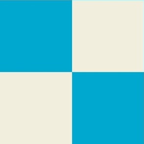Checkerboard // x-large print // Mod 80s Retro Contrasting Geometric Checks - Bubblegum Blue on Creamy White