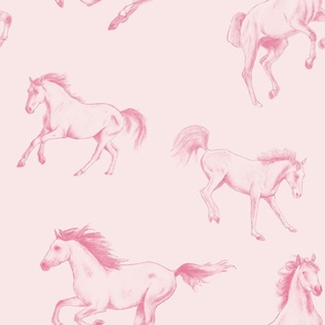 Running wild horses in pink 