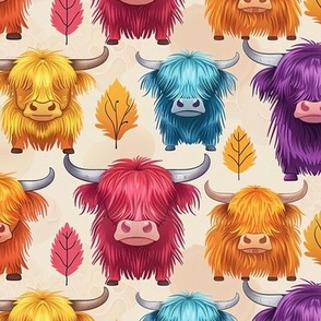 Brightly Colored Highland Cows