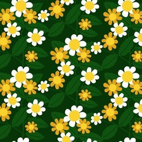 Retro Summer Daisy Floral | Yellow, Green, + White