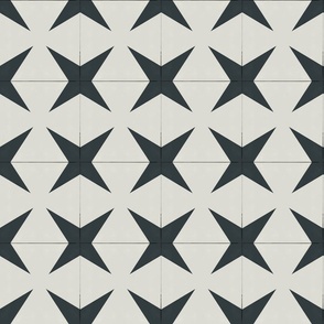 Midcentury Modern Retro Starburst Faux Tile in Black and White BM Colors