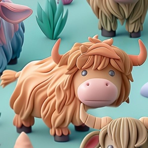 Cute Highland Cows Claymation