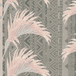 Vintage Glamour - Hollywood Regency - Palm Fronds - Spring Blush on English Sage Gradient 1