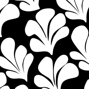 black and white organic leaf shapes | retro botanical leaves