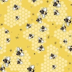 Large Bees and Honeycomb, Honey Yellow