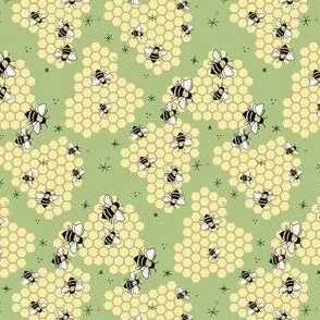 Small Bees and Honeycomb, Sage Green