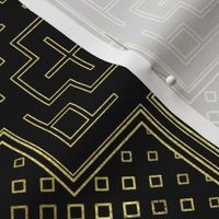 Intricate Gold Pattern in Geometric Squares  